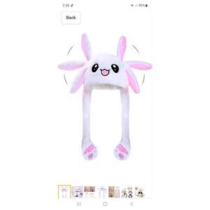 New Girls Easter Bunny Rabbit Hat Ears Move Pink White CUTE NWT